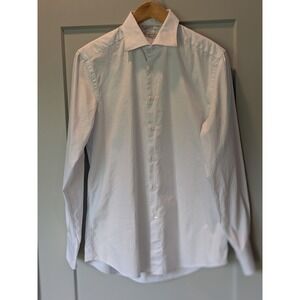 SuitSupply‎ Dress Shirt Egyptian Cotton Checkered Button Down White Blue (Read)